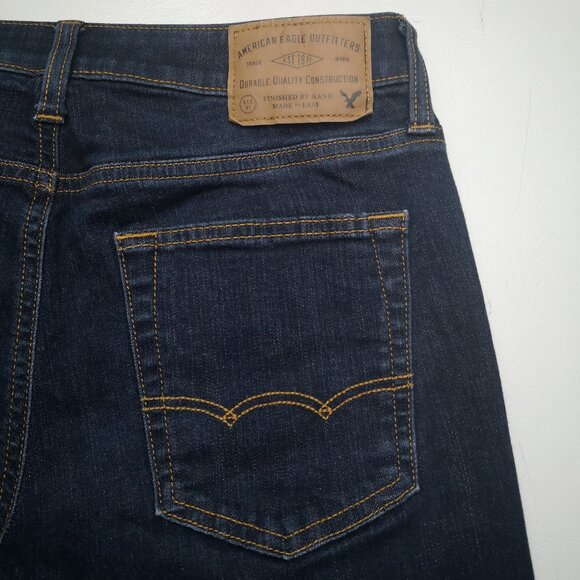 American Eagle Slim Straight Men's Size 32/32 Dark Wash Extreme Flex Blue Jeans - Picture 12 of 15